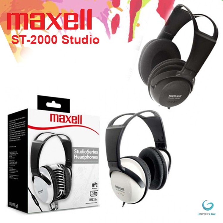 Maxell ST-2000 Studio La Full Size Headphone with Microphone Black for  Laptop PC Mobile Phone