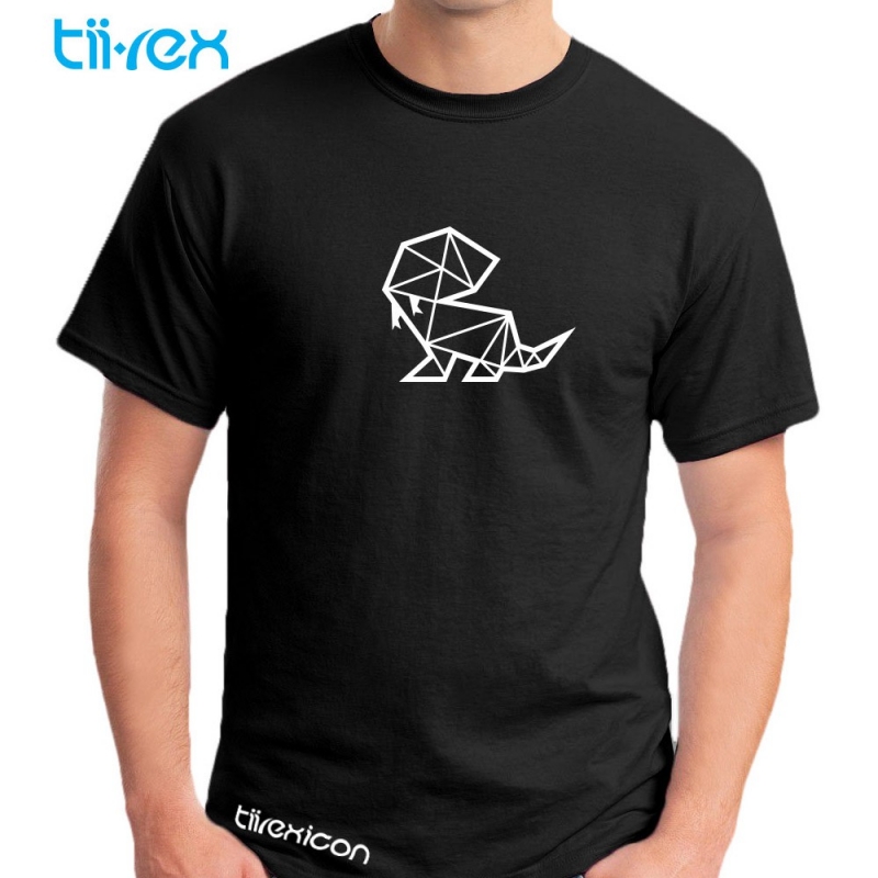 Tii Rex Black and White Tiirexicon Logo Iconic Design Premium Short Sleeve Round Neck Cotton T-Shirt