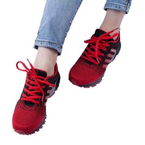 UNISEX SHOES FASHION SPORTS FOOTWEAR WOMEN MEN BREATHABLE (RED WITH BLACK)