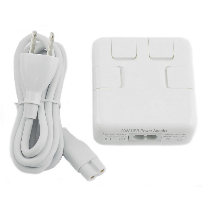 20W USB Power Adapter 4 Ports Fast Charger White Colour US Plug with 2 pin adapter 1 Month Warranty [CLERANCE SALE]