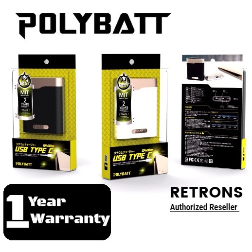 [1 Year Warranty] Genuine Polybatt True Type-C 10400 mAh Power Bank SP1511 Palm size small & Light weight design
