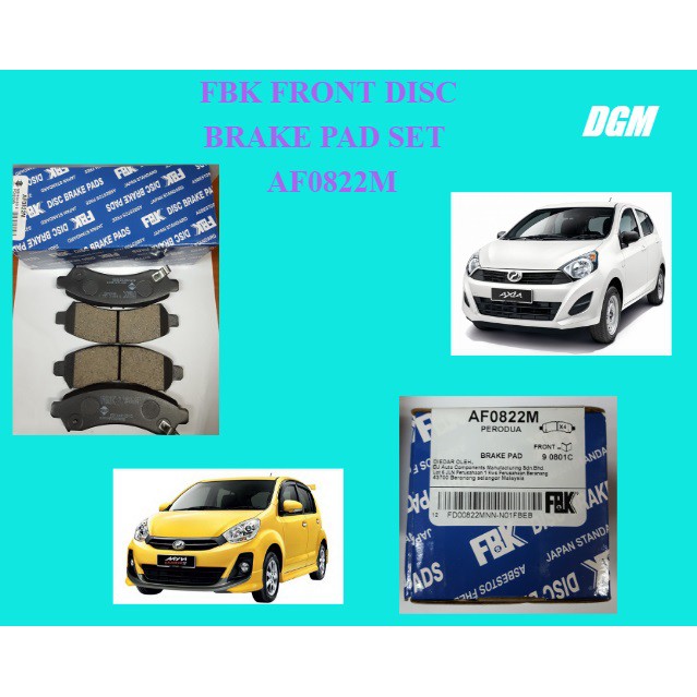 Myvi Lagi Best New 1 3 1 5 Axia Bezza Front Disc Brake Pad Set Fbk Brand Af0822m