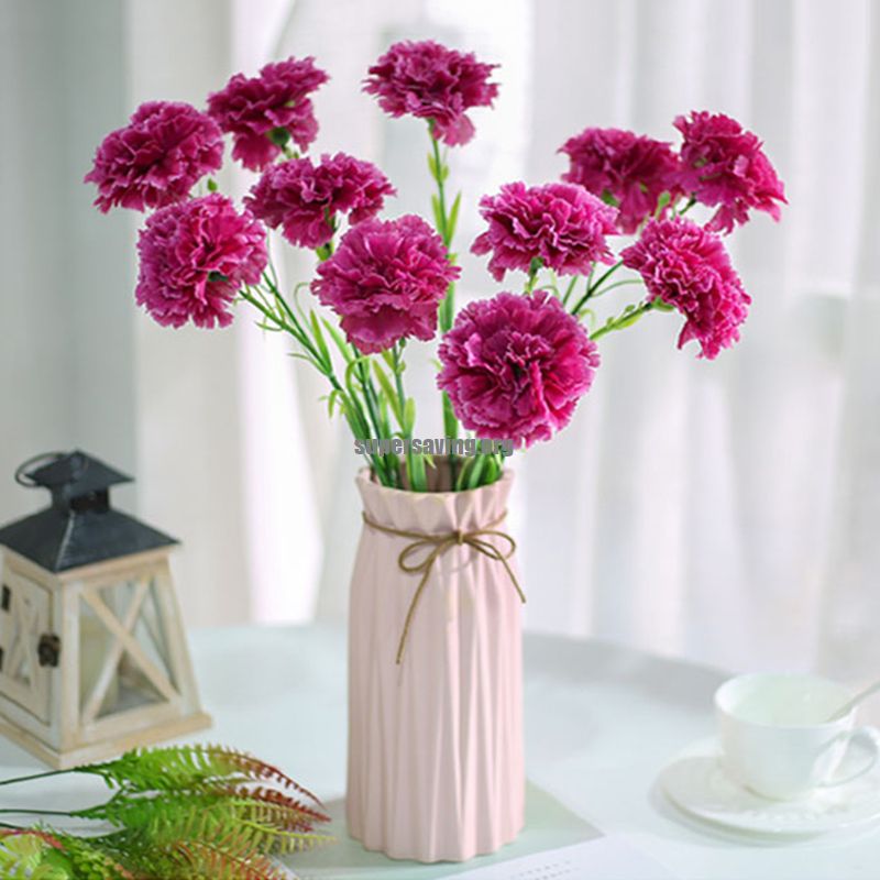 10 pcs set Silk Carnation Artificial Flowers Bundle Red Yellow Pink Fake Carnations Bouquet Wedding party Centerpiece Decoration