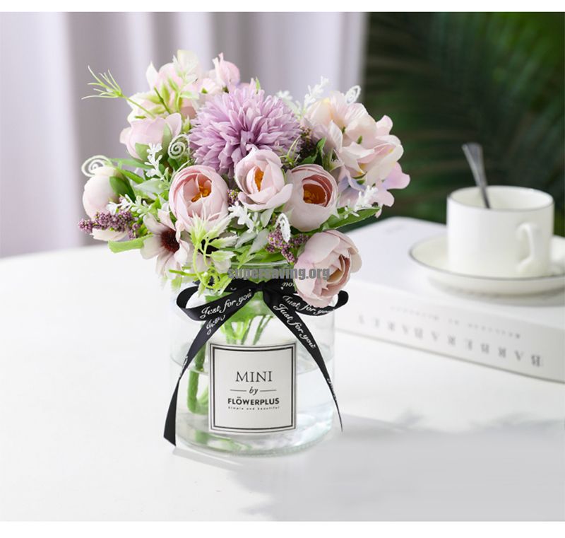 7 Heads Hydrangea Flowers Artificial Bouquet Silk Blooming Fake Peony Bridal Hand Flower Roses Wedding Centerpieces Decor