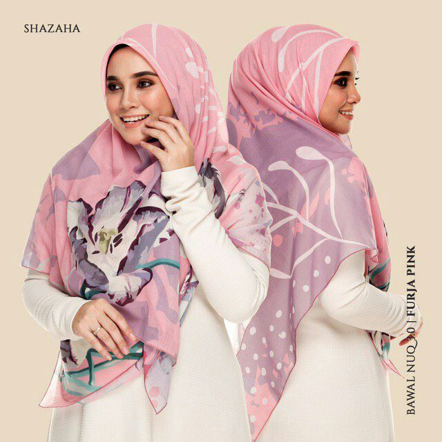 Bawal NUQ by SHAZAHA | Bawal Printed Premium Cotton Voile Bidang 55 | Modern Hijab | Flowy | Easy To Wear 5.0