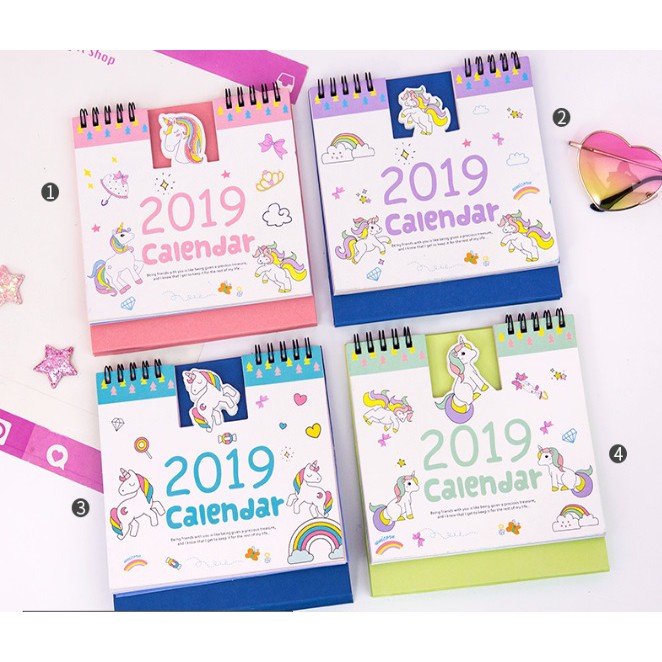 [READY STOCK] Cute Unicorn Pet Cartoon Table Desk Calendar 2019