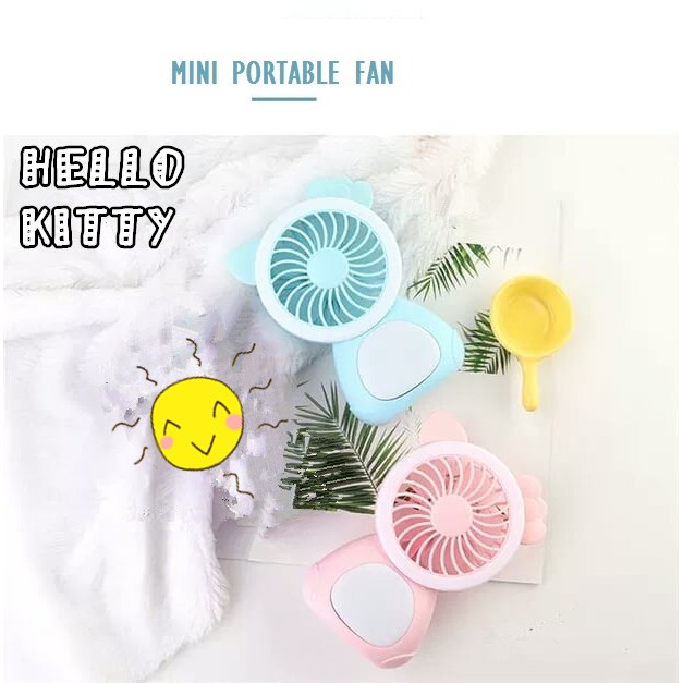 Hello Kitty Cute Cartoon Fan Chargeable Portable Electric Table Mini Fan Light Mode Cooling Fan