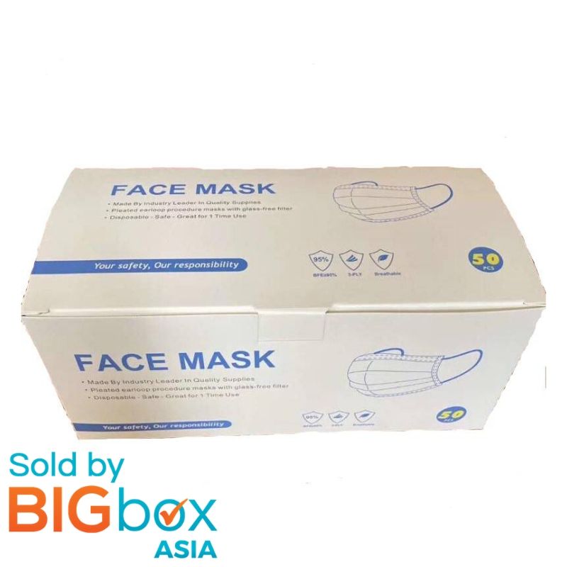 Jenns 3ply Disposable Face Mask 50pcs with Ear Loop Topeng