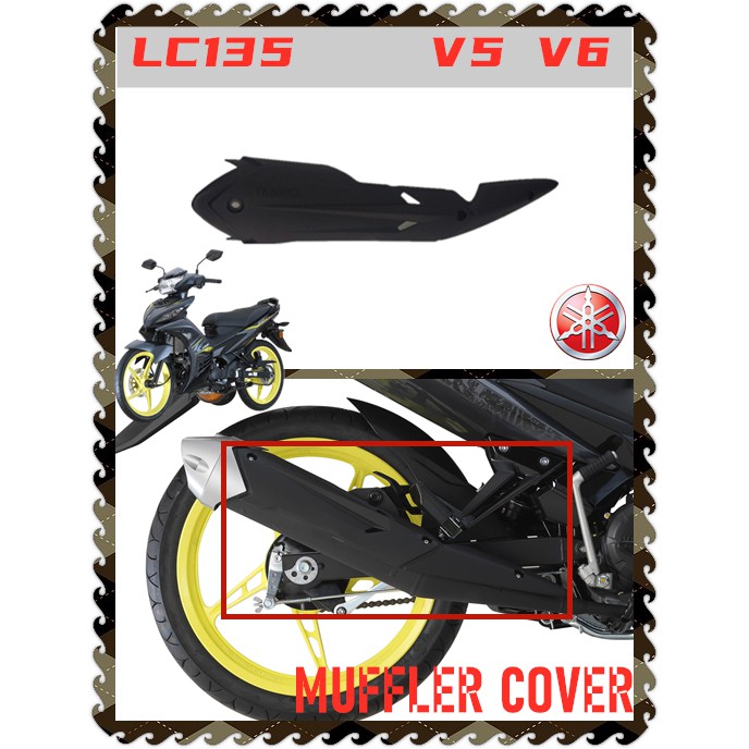 100 Original Hong Leong Yamaha Lc135 V5 V6 New Exhaust Pipe Muffler Side Protector Cover Panel Hitam Matt Standard