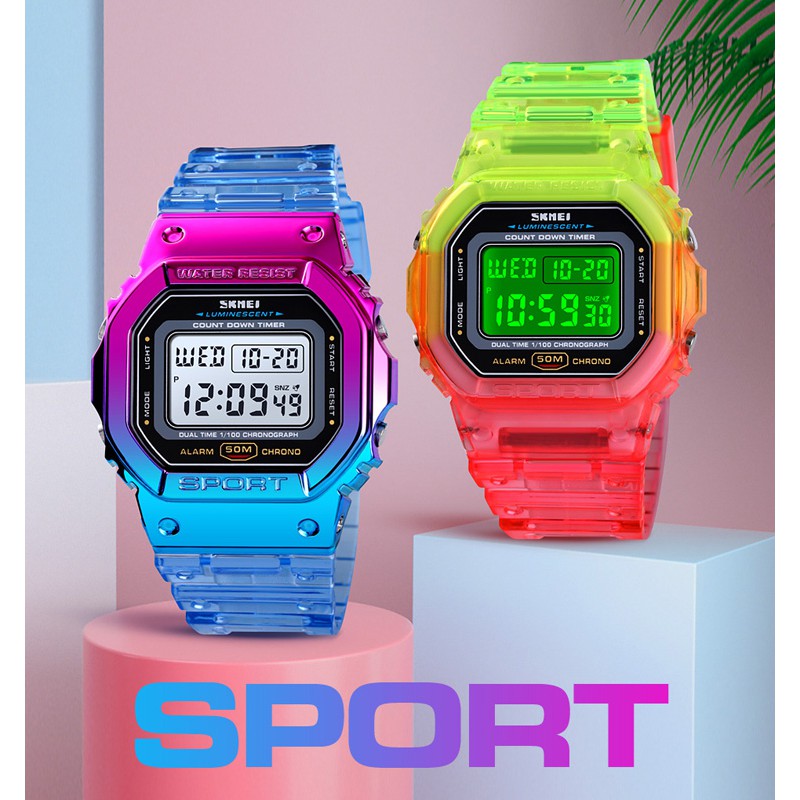 SKMEI 1622 Creative Colorful Women\'s Watch Outdoor Sports Student Electronic Watch