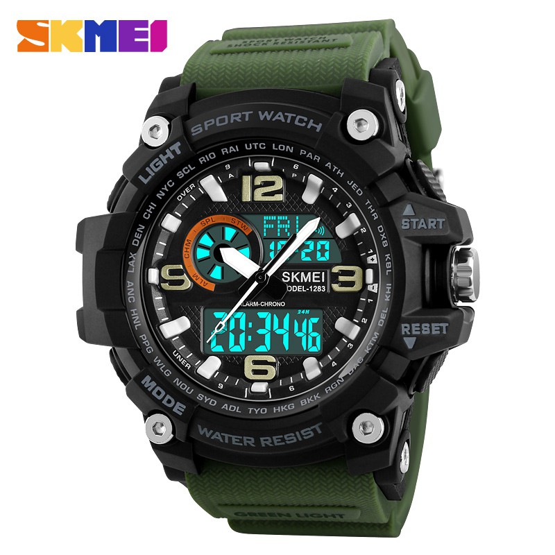 SKMEI 1283 Men Dual Time Waterproof Sport Watch