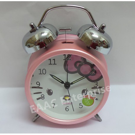 Cute Cartoon Hello Kitty 2 Twin Bell Alarm Clock for Kids