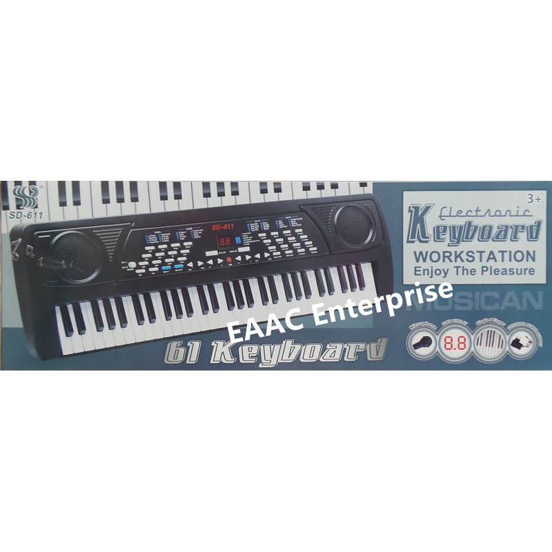 61 Keys Electronic Keyboard Piano Organ With Microphone 2 Power Mode