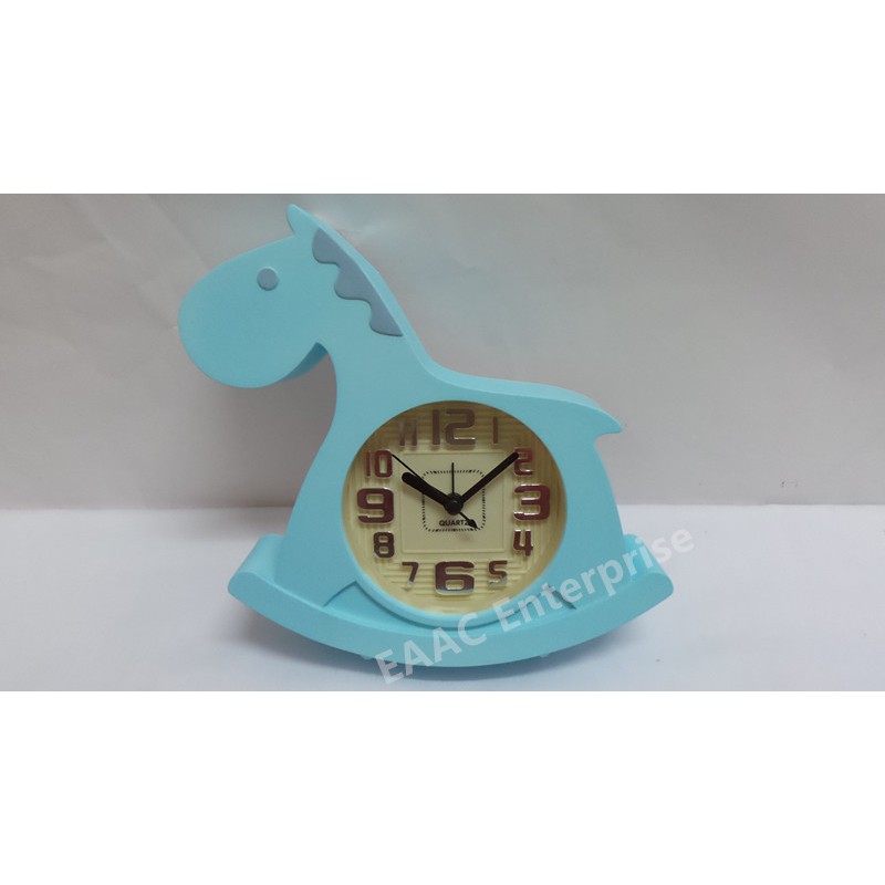 Cute Cartoon Blue Horse Alarm Clock for Kids
