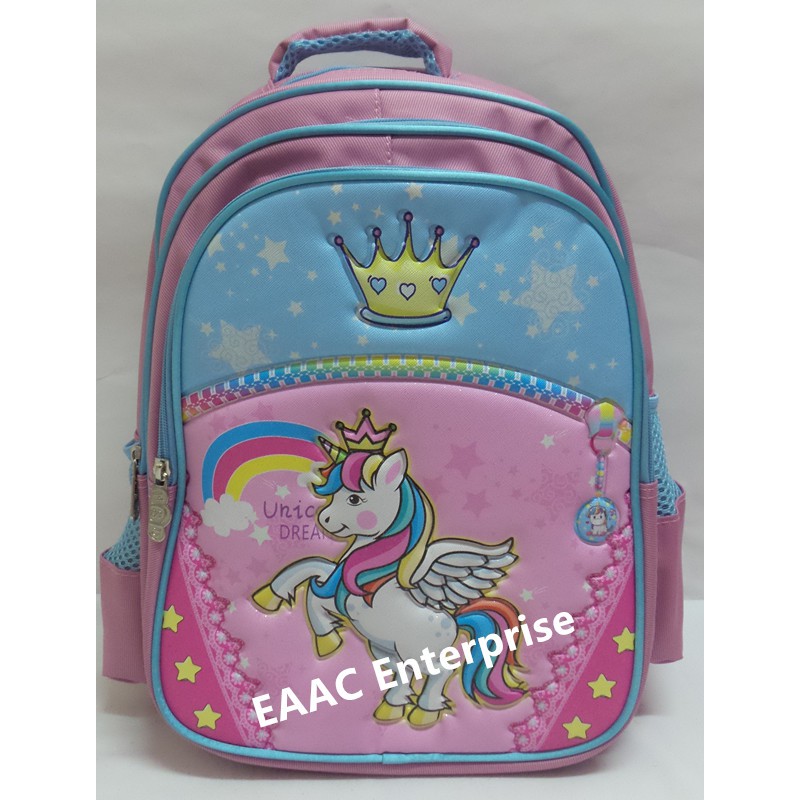 Big Unicorn Crown Primary Secondary School Bag Backpack Beg