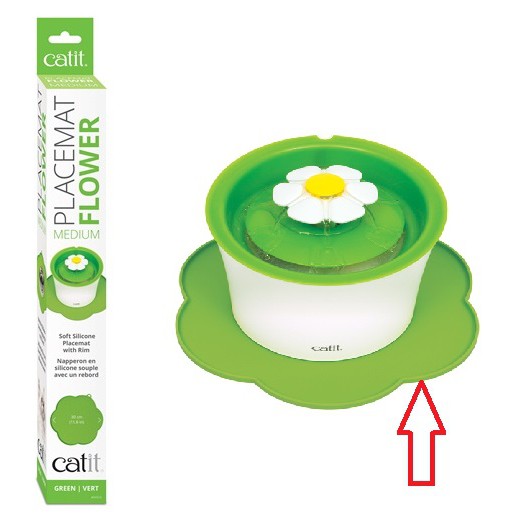 Catit Flower Placemat Medium - Green Feeding Mat For Flower Fountain and Dish