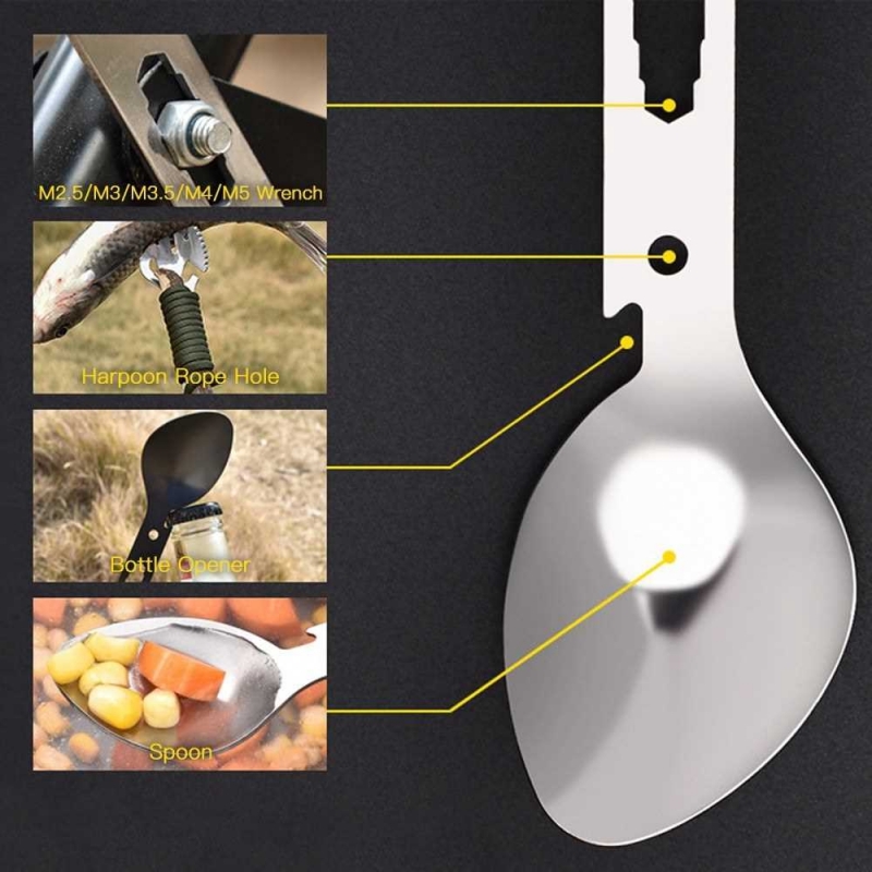 6 Pieces Multi Functional Stainless Steel Sporks (Silver)