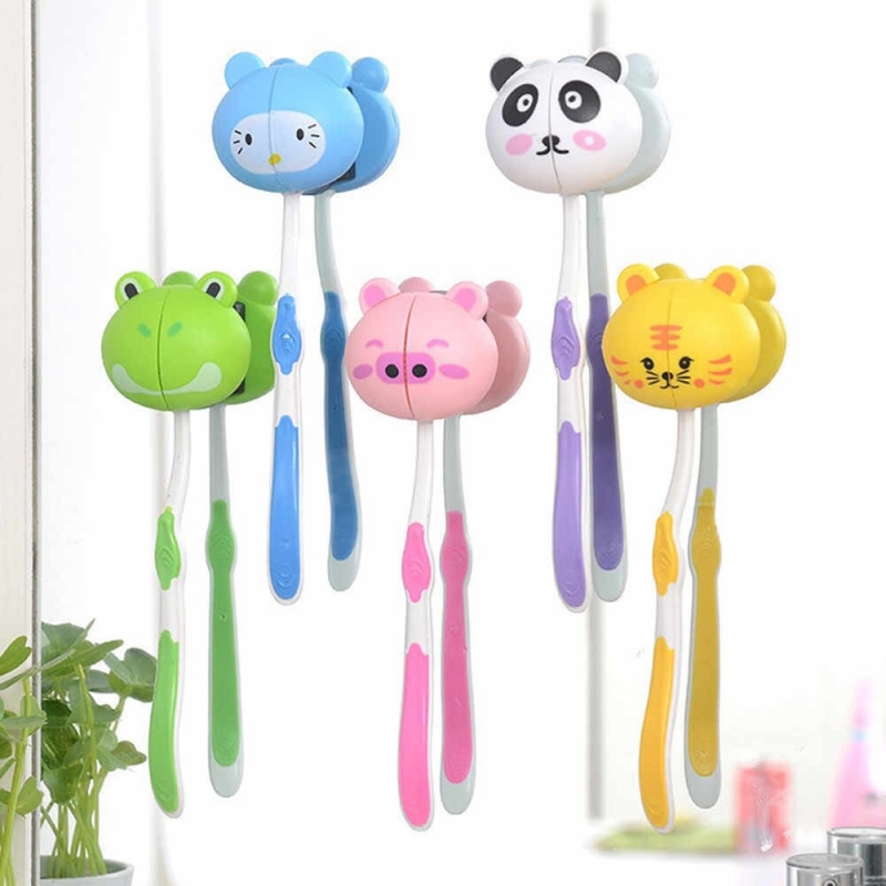 [READY STOCK] Household Toothbrush Holder Lovely Cute Animal Head Toothbrush Sucker Bathroom Cartoon Stand Cup Mount
