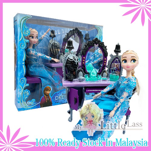 Classical Frozen Make Up kit Girl Pretend PLay Dressing Set with Elsa Doll Toy