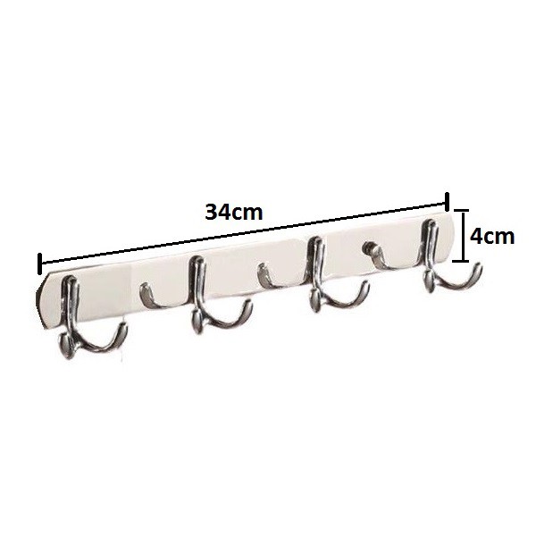 Stainless Steel Wall Mount 4 Pin Cloth Hanger - ZT3144