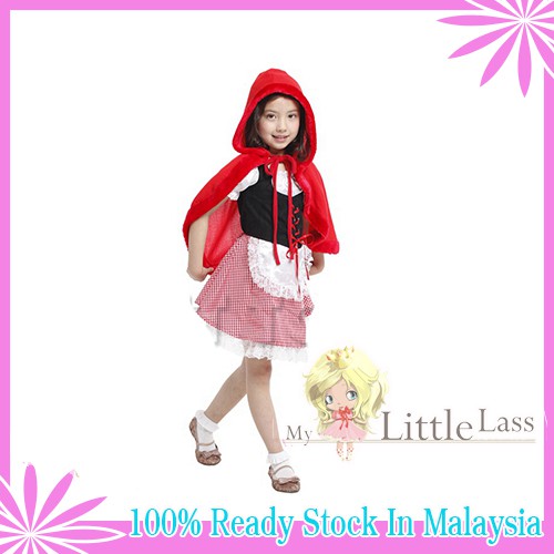 Kids Halloween Little Red Hood Girl Cosplay Costume 4-8y