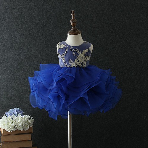 Cutie and Chic Sleeveless Tutu Evening Gown Dress Blue 1-6y