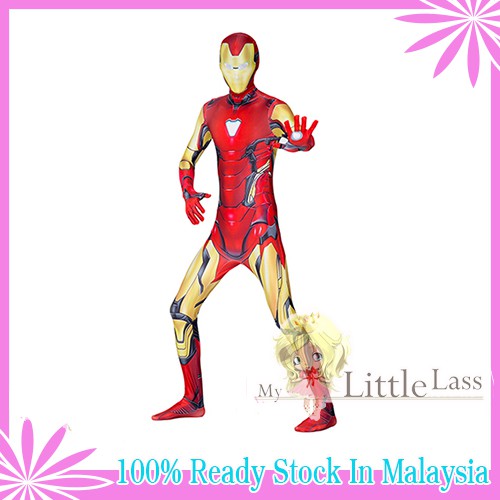 Ironman Stretchable Lycra Jumpsuit Costume Pretend Play For Big kids/Adult toys for boys