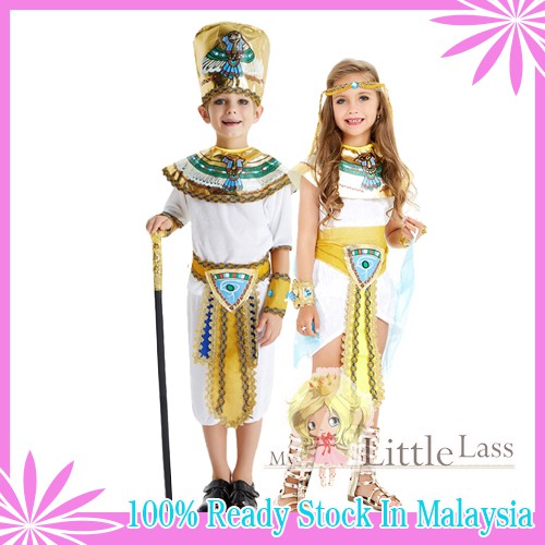 Prince/Princess of The Nile Egyptian Pharaoh Halloween Cosplay Costume Dress up 4-8y
