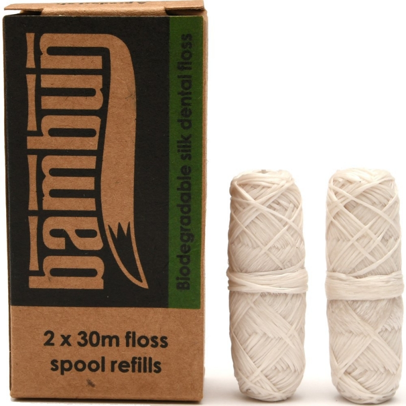 Bambun Dental Floss 30m x2 Refill Pack - Natural Mint