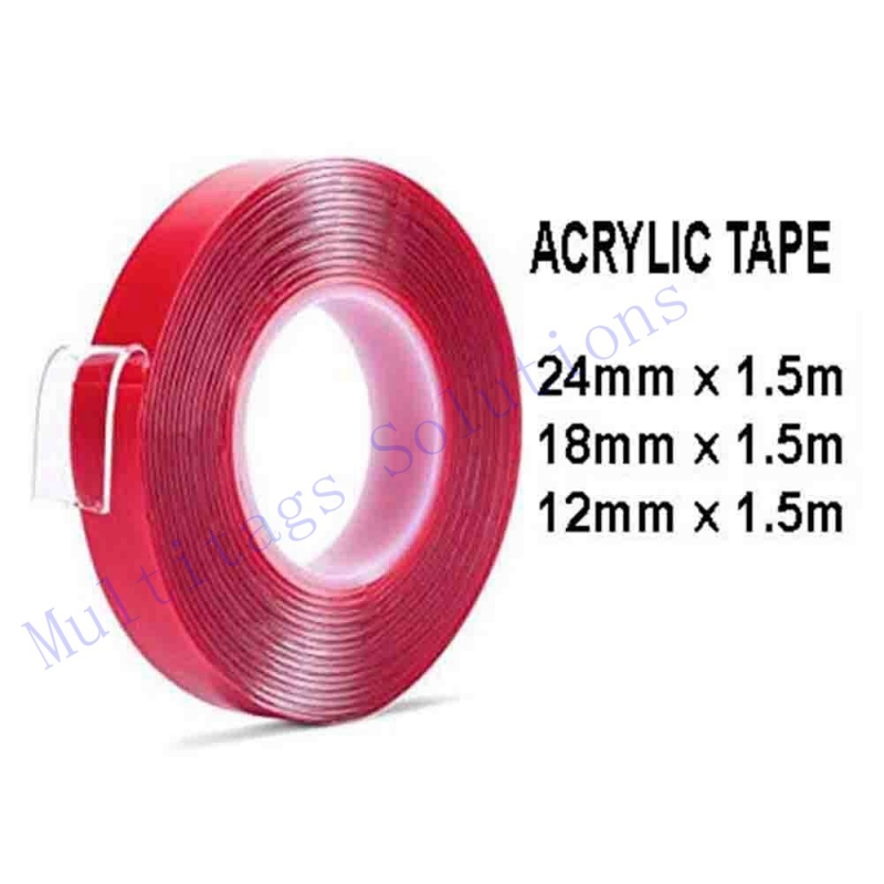 Super Strong Acrylic Tape 12/18/24mm x 1.5m/Heavy Duty Strong Double Sided Acrylic Foam Tape(Clear)