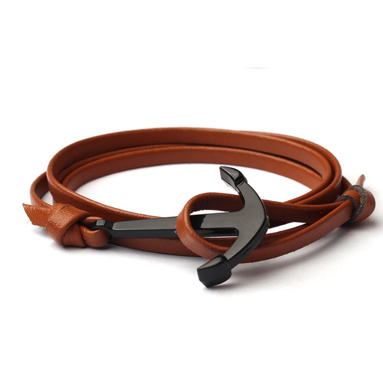 Bracelet leather braided leather bracelet rope alloy men\'s fish hook anchor Korean braid