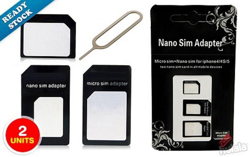 2 Sets of 3-in-1 Nano SIM Adapter for Mobile Devices FREE Ejector Pin!