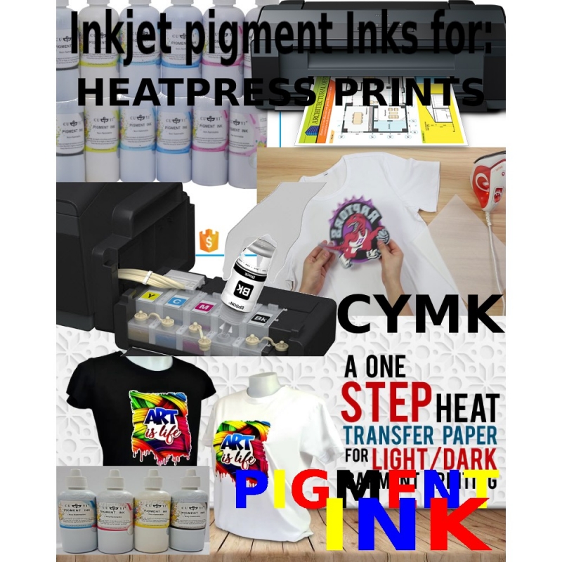 INKJET/EPSON PRINTER PIGMENT/WATERBASE BAJU INK / DYE INK FOR HEATPRESS TRANSFER PAPERS, T-SHIRT/ CYMK COLOUR VIBRANT.