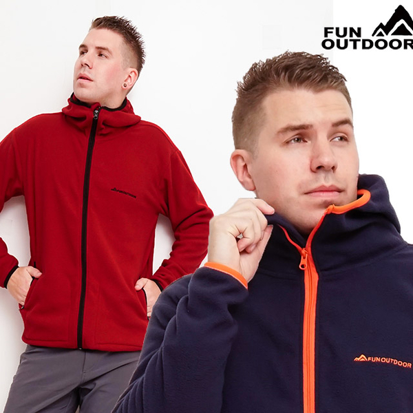(戶外趣)[German-Outdoor Fun] Men's Polar Thermal Storage Warm Velvet Thick Brush Hooded Jacket (DM1804 Two Colors)