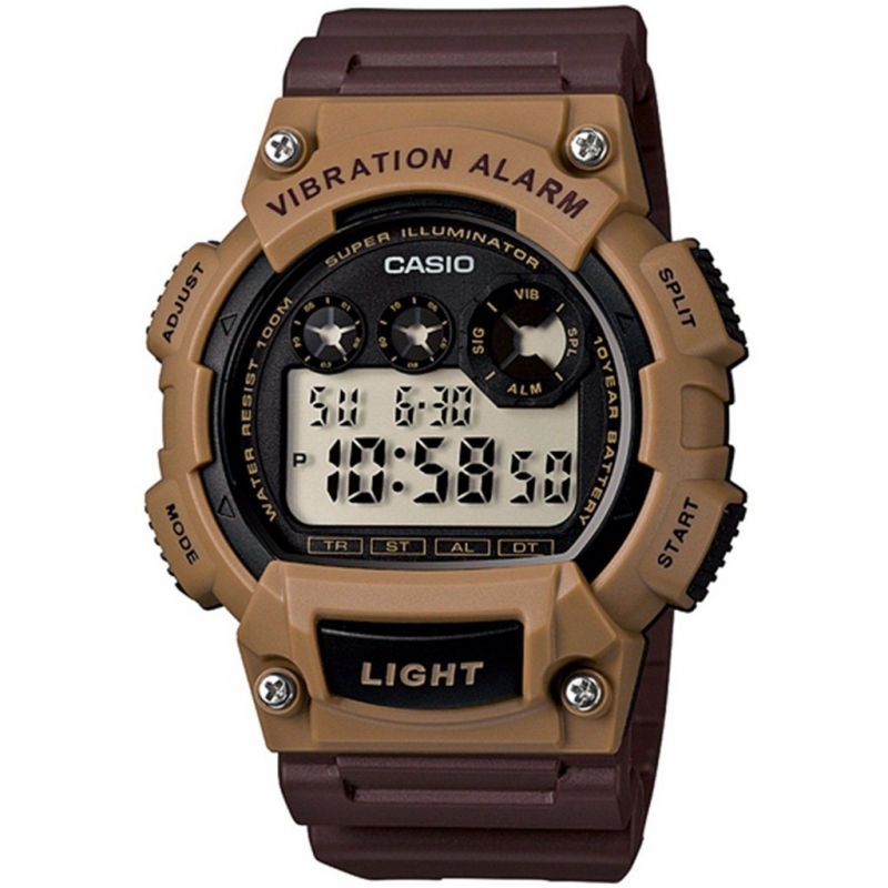 Casio Men's W-735H-5AVCF Vibration Alarm Digital Watch Brown