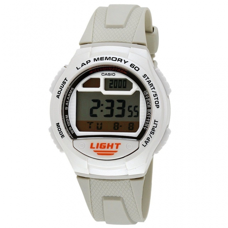 Casio Men's W734-7AV Beige Rubber Quartz Watch with Digital Dial White