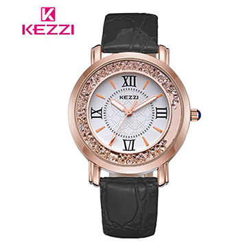 (KEZZI)[17mall] Ke Zi KEZZI Roman retro creative quicksand diamond belt quartz watch - black