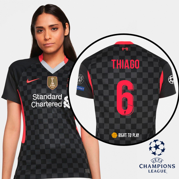 Liverpool Women 3rd Season 20/21 Fans Issue Jersey with UCL #6 THIAGO+ Patch Printing