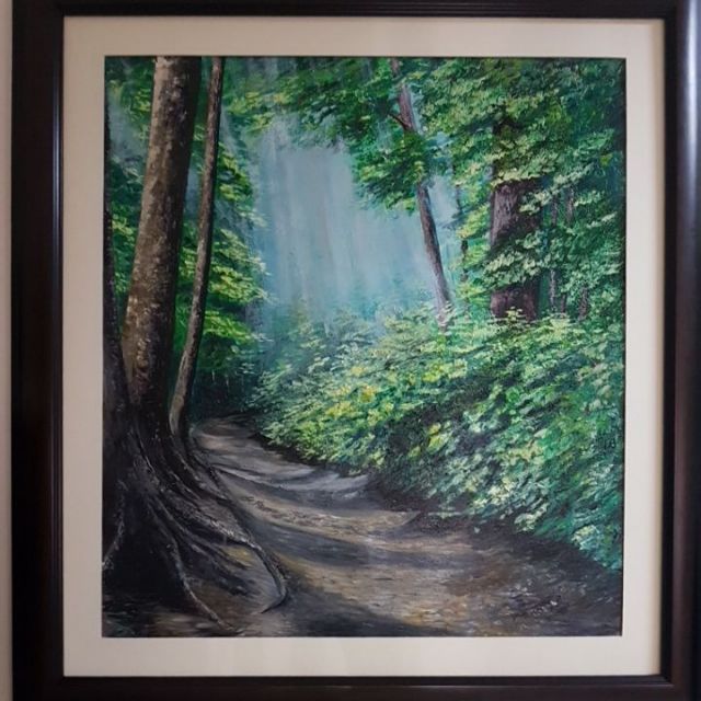 Lukisan Pemandangan Hutan ( cat Minyak atas Kanvas)