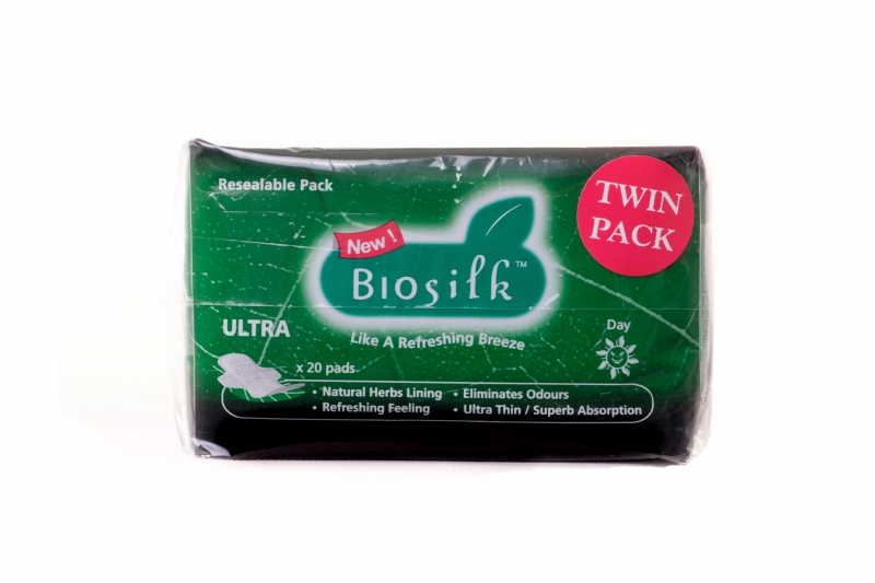 Biosilk Herbal Ultra Dayuse Twin Pack Sanitary Pad 240mm 20’sx2