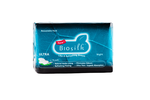 Biosilk Herbal Ultra Nightuse Sanitary Pad 290mm 18\'s