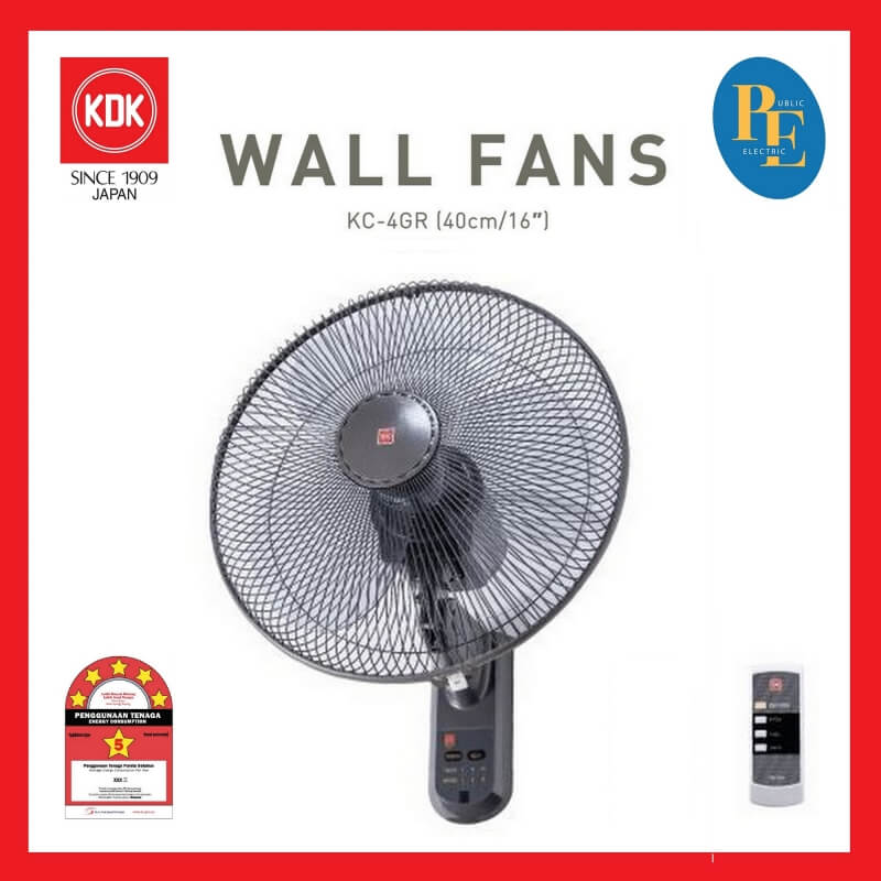 KDK 16\'+String.fromCharCode(34)+\'/40cm Remote Control Type Electric Wall Fan - KC-4GR