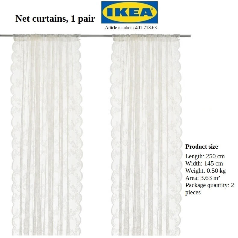 (Ready Stocks) Original IKEA Net Curtains - Tirai Telus – Tirai Skrin Langsir - White 145 x 250cm- ALVINE SPETS