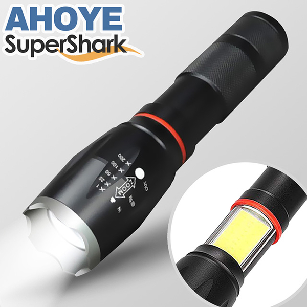 (SUPERSHARK)[US SuperShark] military regulations T6 zoom multiple flashing LED flashlight (COB