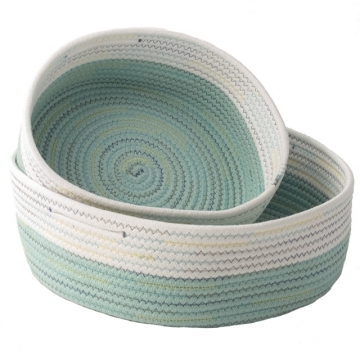 Home Cotton Woven Two-Color Storage Basket-Size Combination Mint Green