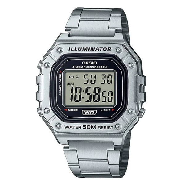 (casio)[CASIO] Clear Digital Sports Watch with Large Surface-Silver (W-218HD-1A)