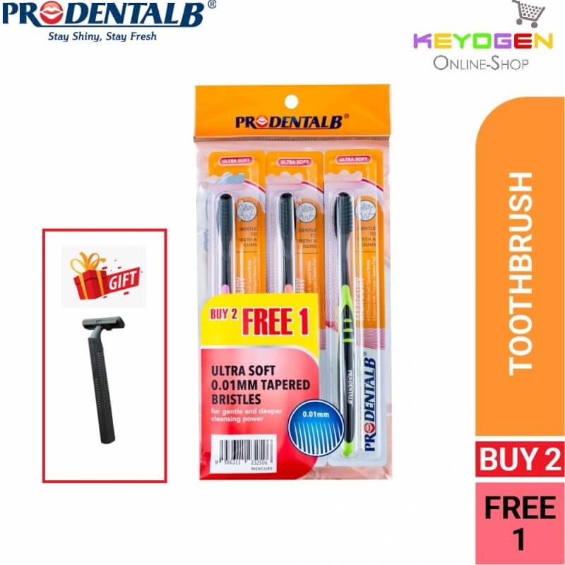 Prodental-B Toothbrush 3 pcs (BUY 2 FREE 1) (0.01mm Ultra Thin) - Mercury - ULTRA SOFT FREE 1pc Razor