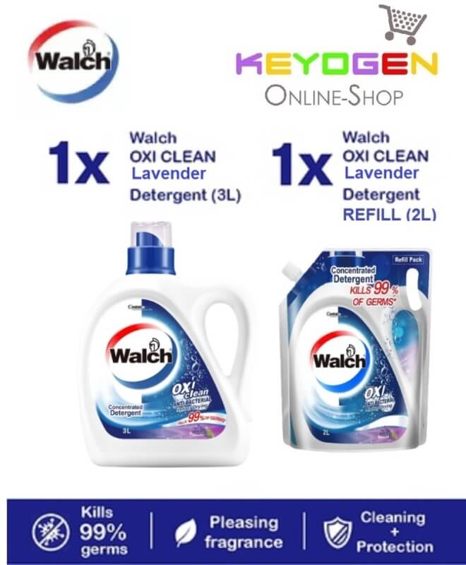 (READY STOCK) Walch OXI Clean Anti-bacterial Concentrated Laundry Detergent（Lavender）3L COMBO 2L