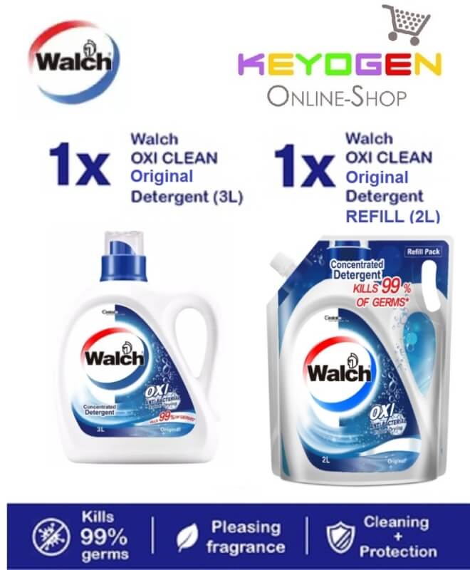 (READY STOCK) Walch OXI Clean Anti-bacterial Concentrated Laundry Detergent（Original）3L COMBO 2L