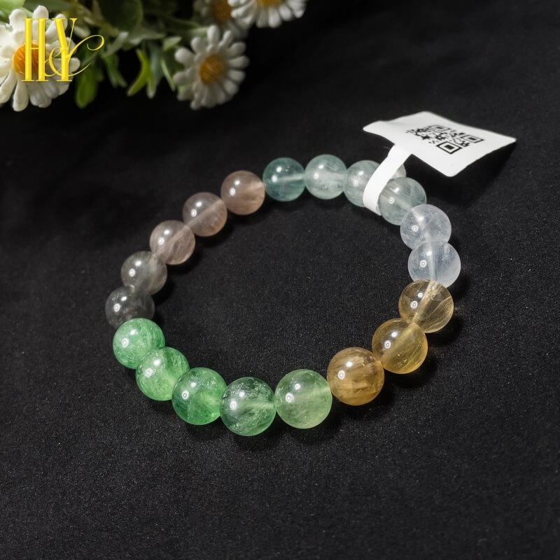 [H & Y] Natural Fluorite Fluorspar Bracelet Natural Gemstones